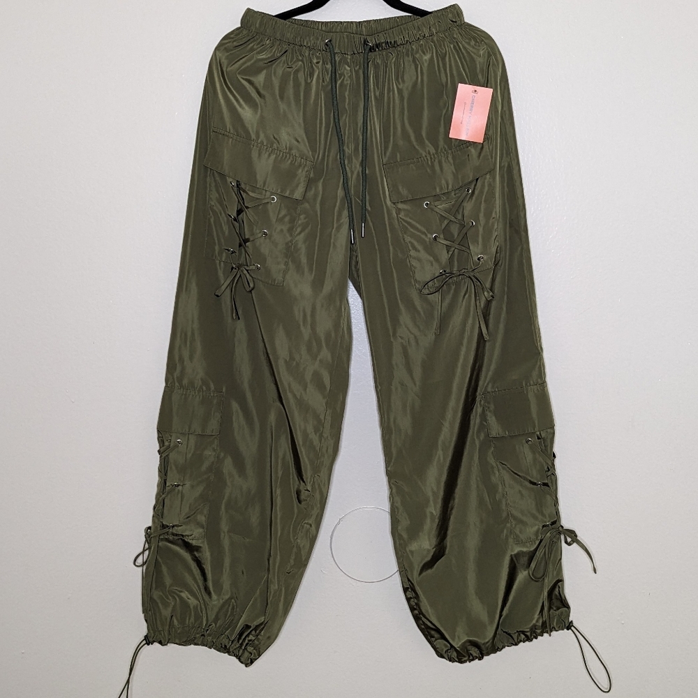 Cherry Mellow Nylon Green Cargo Pants